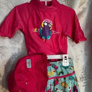 Girls, 4T,  Cat, UVSkinz UPF 50+ Swimsuit with Hat
